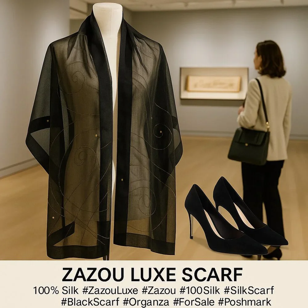 🌙 Be the Woman to Make a Statement – ZazouLuxe 100% Silk Organza Wrap